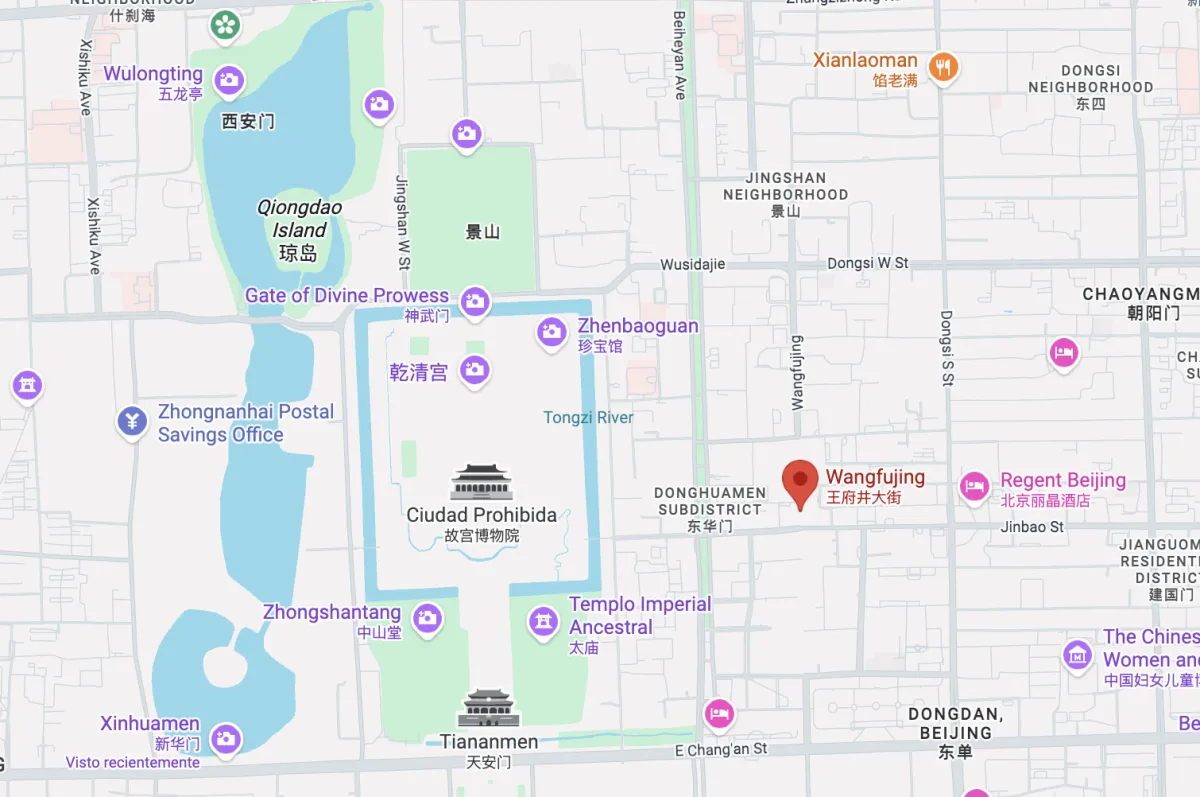 Map of the Wangfujing area in Beijing