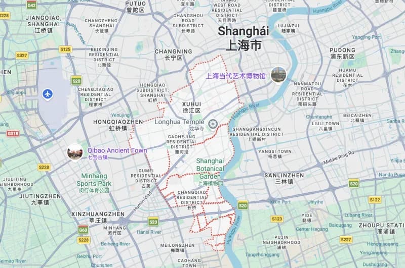 Mapa del barrio de Xuhui, Shanghái