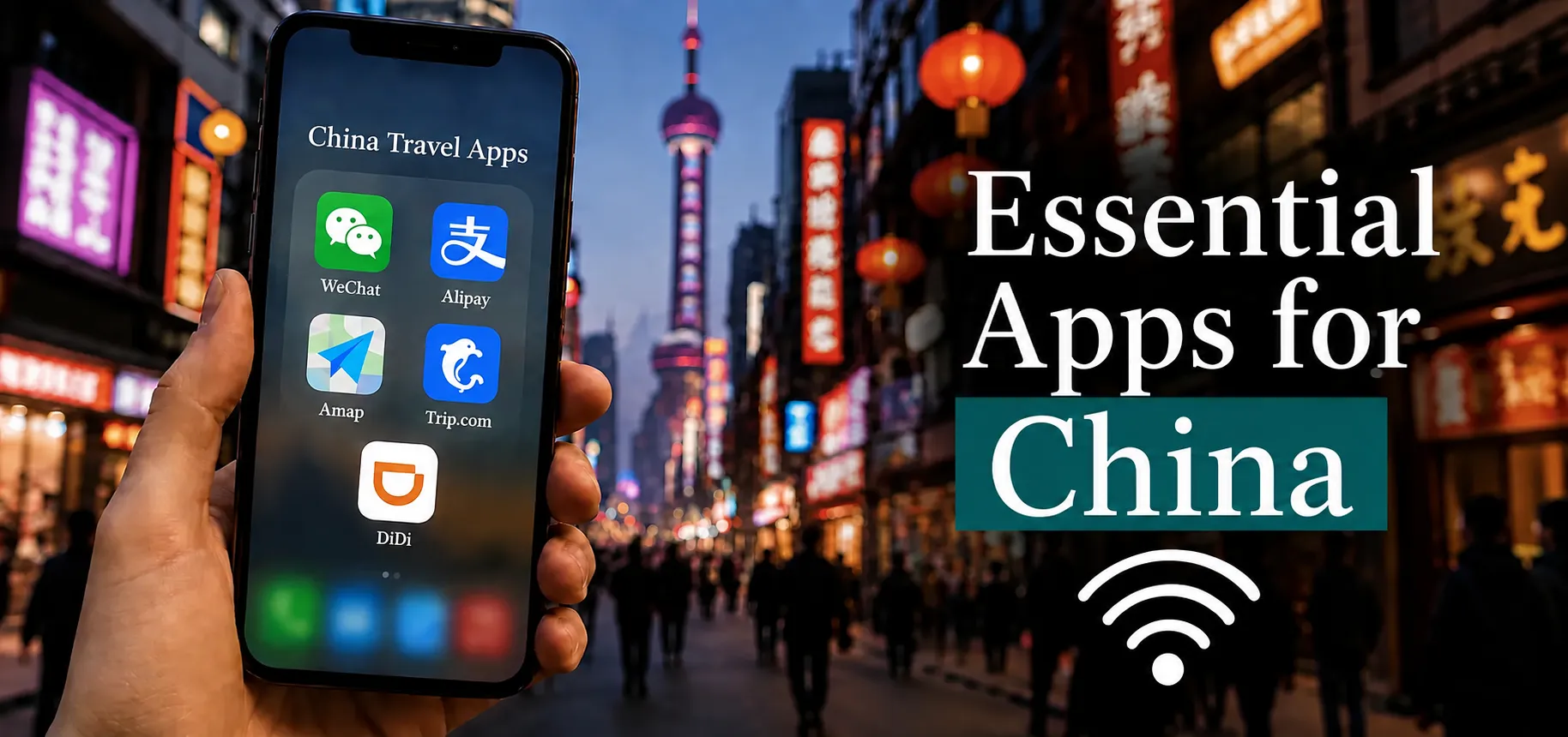 Phone screen with Chinese apps for paying by QR code