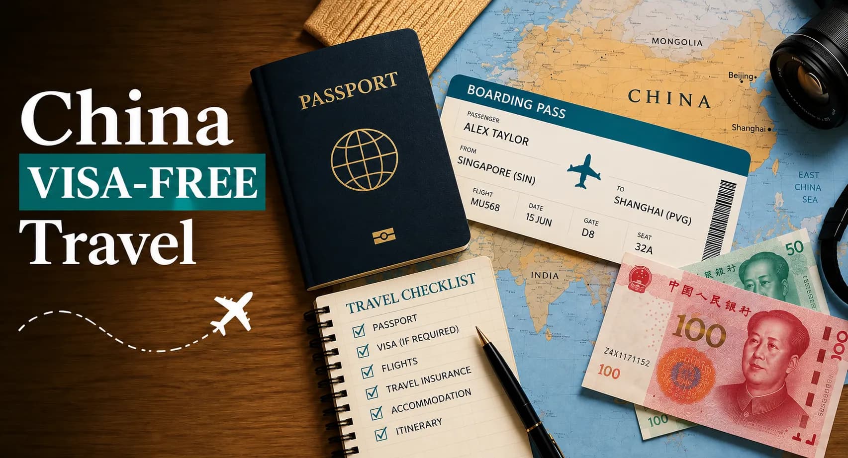 Passport and travel documents to enter China